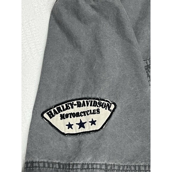 Harley Davidson Shirt Mens M Gray Short Sleeve Button Up Biker Motorcycle Shop - Picture 4 of 11